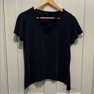 Elegant Women's Navy V-Neck Tee